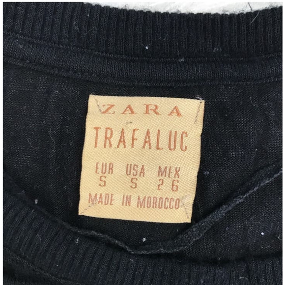 Zara Trafaluc Knit Olive Green Elbow Suede Patch Crewneck Pullover Sweater Small - Picture 9 of 10